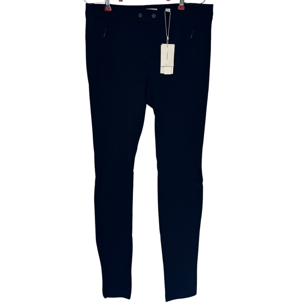 Vince Womens Pants Ponte Knit Skinny Stitch Front ‎ Faux Zip Pockets Black 8 NWT